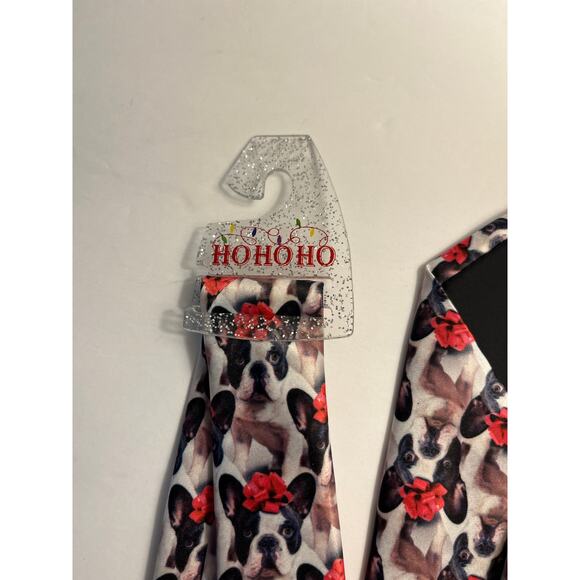 French Bull Dog Christmas NeckTie- Adorable Dog with Red Bow - Dog Lover - Picture 3 of 7